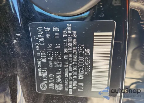 2011 Hyundai Genesis 3.8L from USA, damaged, VIN KMHGC4DEXBU112752